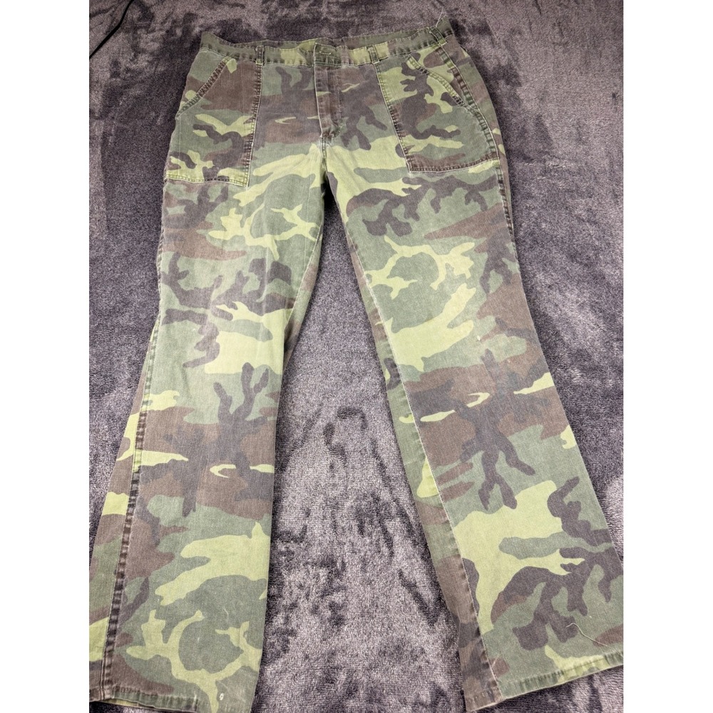 Vintage Camo Fatigue Pants Made‎ in USA Woodland Camo Military Trousers 36x28